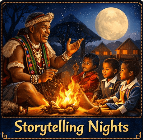 Zulu storytelling and cultural performance at Mzamo's Cultural Village & Homestead, Hluhluwe